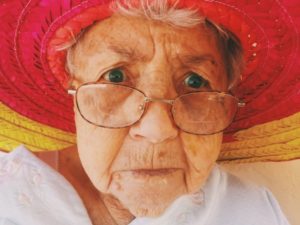 grandmother with sombrero